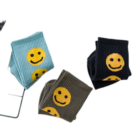 Wholesale Smiley Face Printed Long Cotton Socks JDC-SK-JiaY022