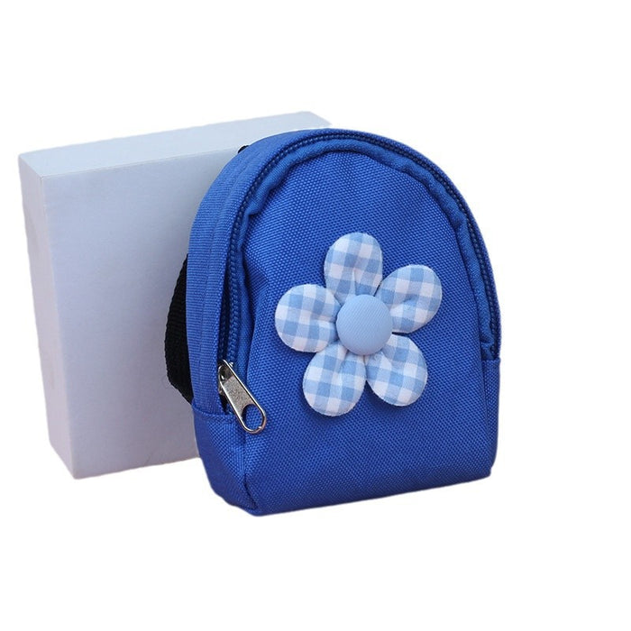 Wholesale Trendy Flower Backpack Coin Purse In Blue Canvas Fashionable Charm Bag