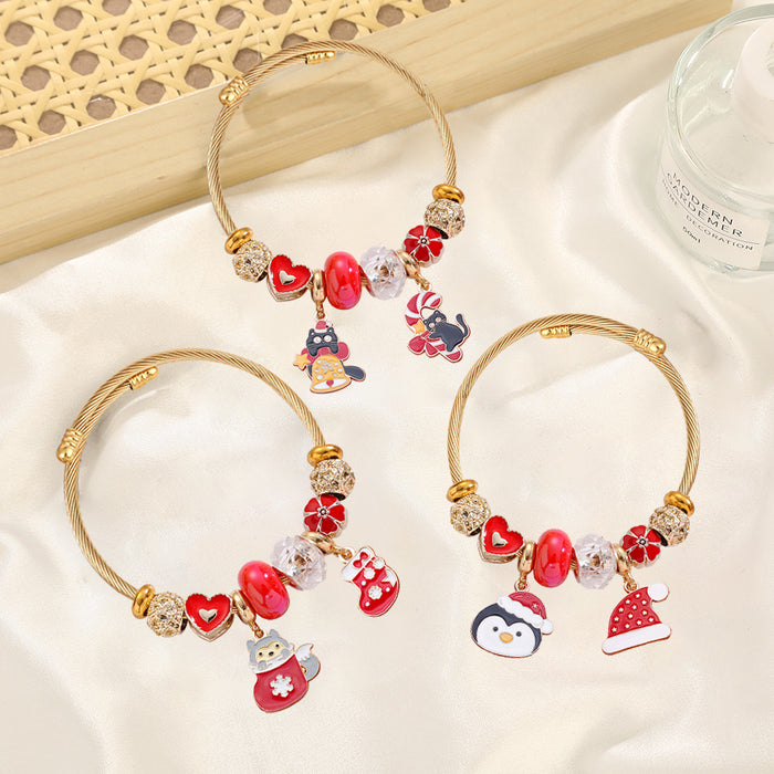 Wholesale Christmas Tree Elk Snowflake Stainless Steel Bracelet Women Jewelry Accessory MOQ≥2