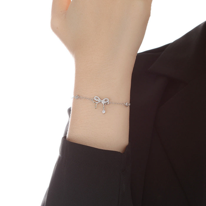 Wholesale Jewelry bow necklace white copper versatile niche bracelet wholesale