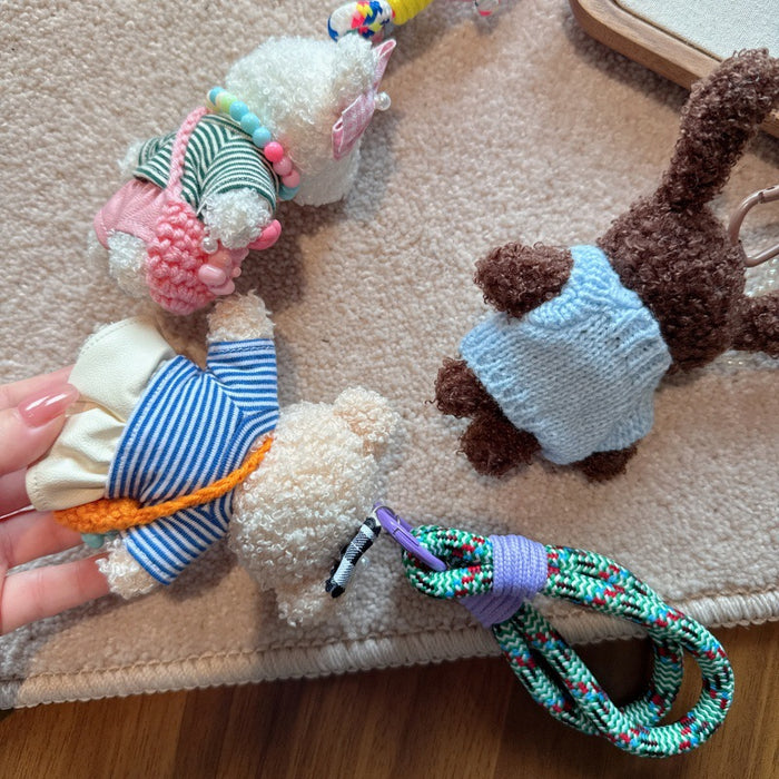 Wholesale  Cute Satchel Pendant Bear Mobile Phone Rope Color Rope Keychain Toy Bag Pendant