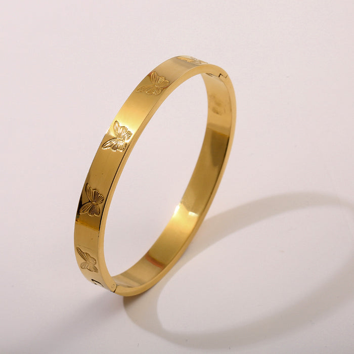 Wholesale Fashionable Classic Zircon Gold Bracelet Vintage Stacked Titanium Steel Bracelet Wholesale