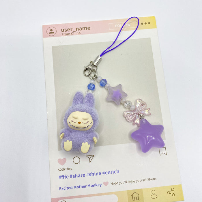 Wholesale Flocked Mini Keychain Vinyl Cute Baby Walking Bag Mobile Phone Pendant Cute Pendant