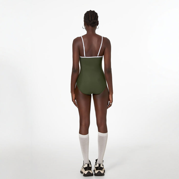 Wholesale New swimsuit sexy belly covering simple solid color nylon one-piece swimsuit