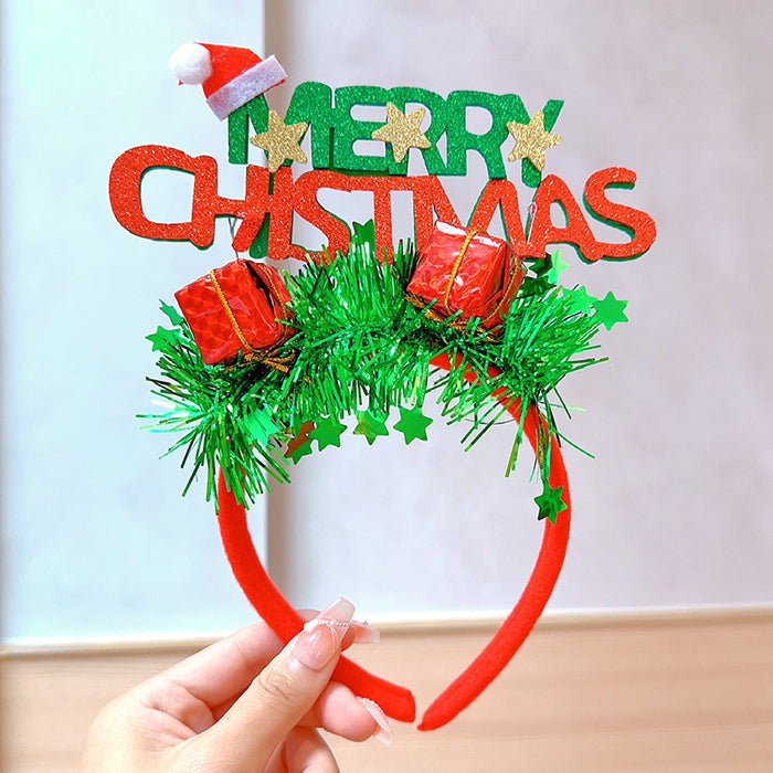 Wholesale Christmas Headband Christmas Antlers Hair Stamp Headwear Holiday Decorative Gift Big Bow Headband Hair Accessories Headwear