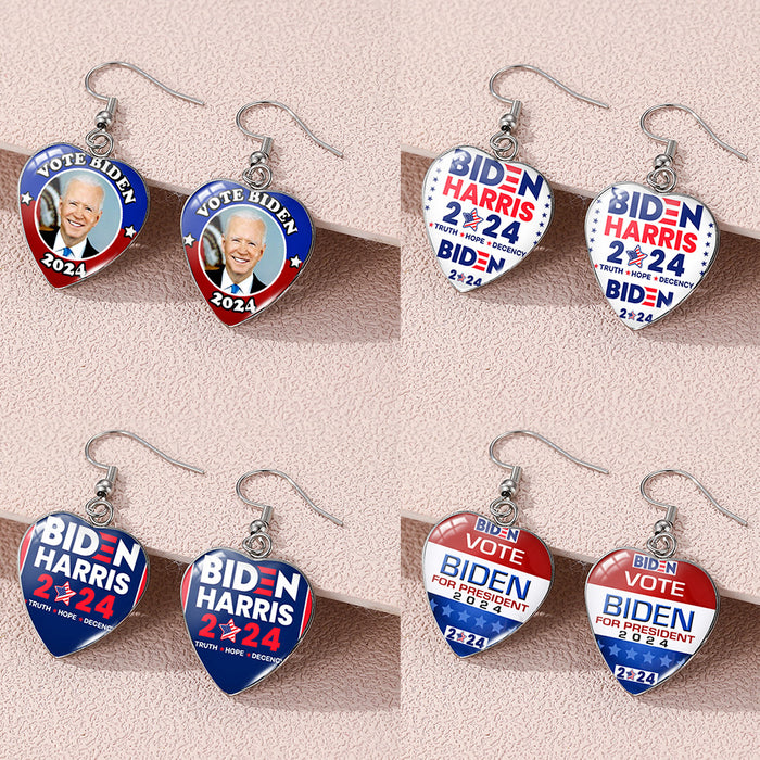 Wholesale Independence Day Stainless Steel Time Gem Love Earrings JDC-ES-KaLu005