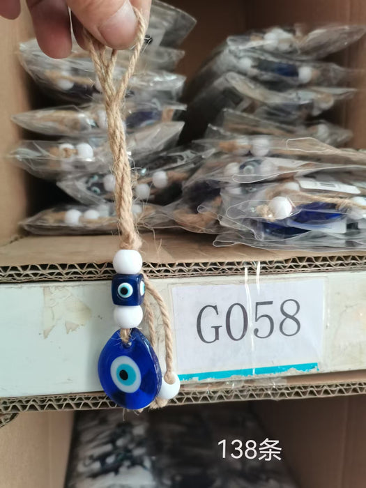 Wholesale Blue Eye 3.5CM Devil's Eye Pendant with Hemp Rope Square Beads Bead Bead Pendant