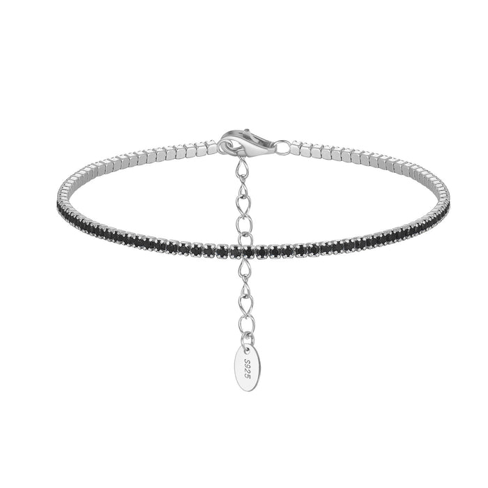 Wholesale Solid Zircon Tennis Chain Pure Silver Adjustable Bracelet