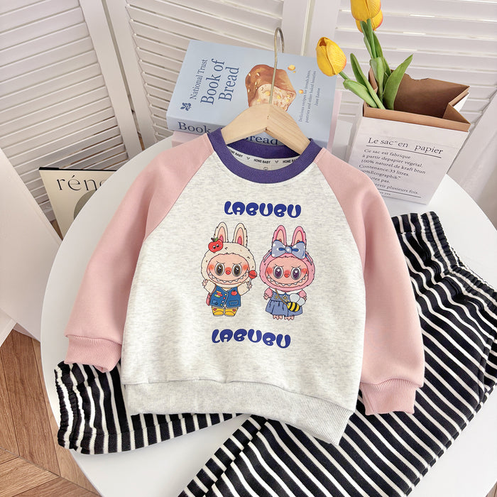 Wholesale Girls'  autumn sweatshirt,  raglan sleeve top,  children' s contrasting collar,  Chinese cotton sweatshirt,  baby loose long-sleeved sweatshirt