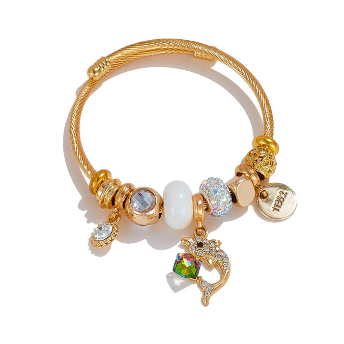 Wholesale Butterfly Little Swan Pendant Stainless Steel Beaded Charms Bracelets
