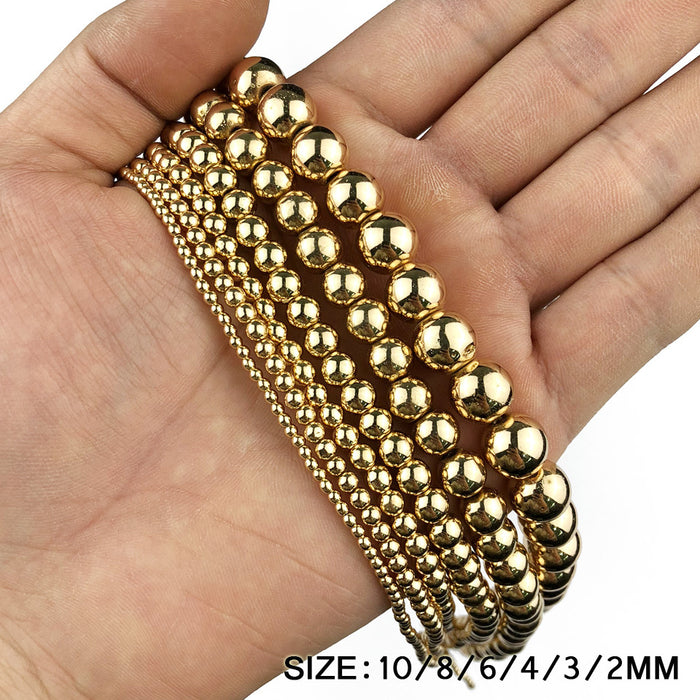 Wholesale 10pcs Round Beads 8mm DIY Bracelet with Non Fading Small Gold Beads JDC-BDS-YJ001