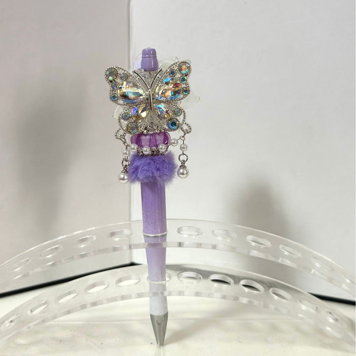 Wholesale Rhinestone Beaded Butterfly Flower Pen Accessory for Everyday Use