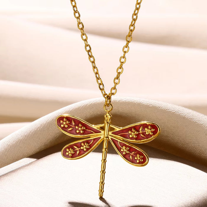 Wholesale Dragonfly Pendant Necklace Exquisite Flower Niche  Clavicle Chain Jewelry