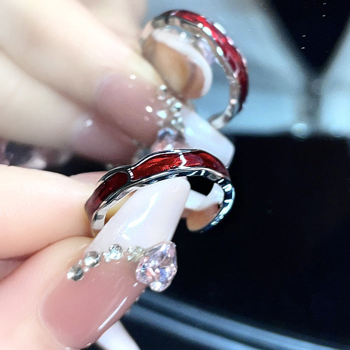 Wholesale Open Adjustable Red Butterfly Alloy Ring JDC-RS-WuN004