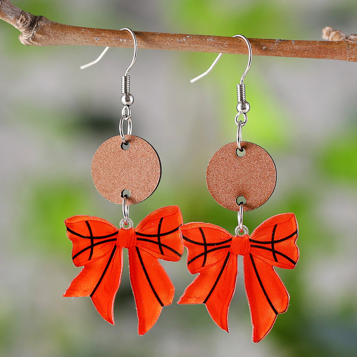 Wholesale New Ball Bow Disc Splicing Pendant Earrings, Acrylic Earrings for Watching Competitions, Gift