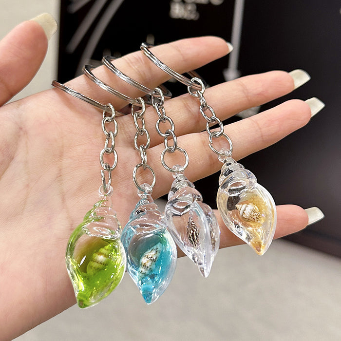 Wholesale Acrylic transparent simulation dreamy night light conch DIY couple keychain earrings bag pendant wholesale