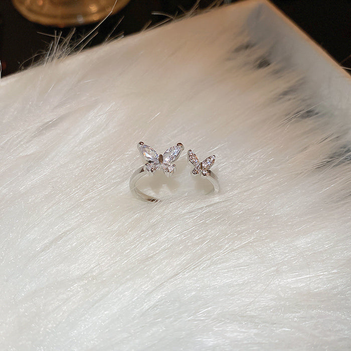 Wholesale Zircon diamond geometric love open ring sweet niche fresh index finger ring fashion high-end jewelry