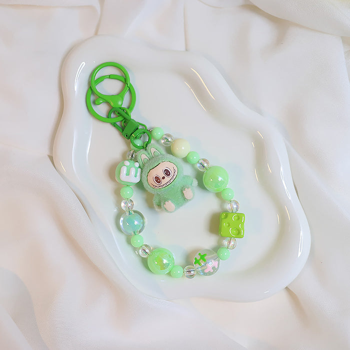 Wholesale Flocked Plush Keychain Cute Blind Bag Student Bag Beaded Chain Pendant