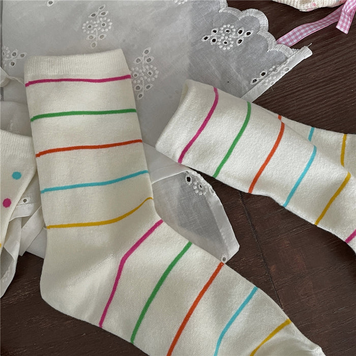 Wholesale Colorful polka dot sweat absorbing casual cotton socks for wearing mid length socks