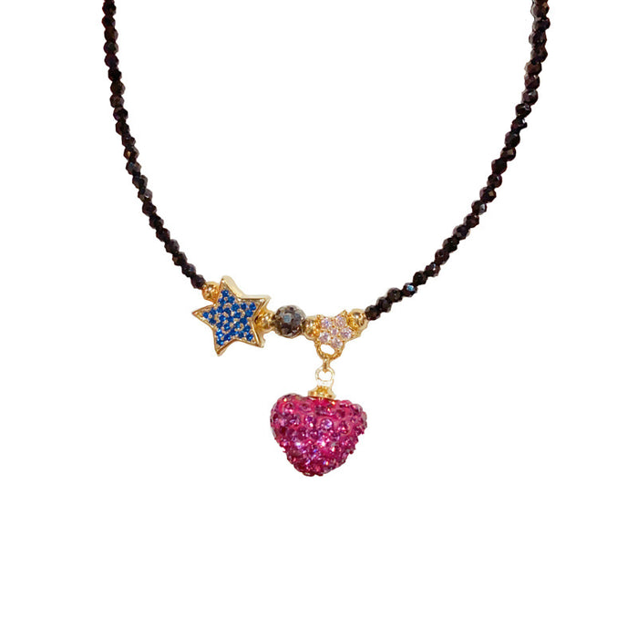 Wholesale Love Sparkling Diamond Pentagram Crystal Necklace