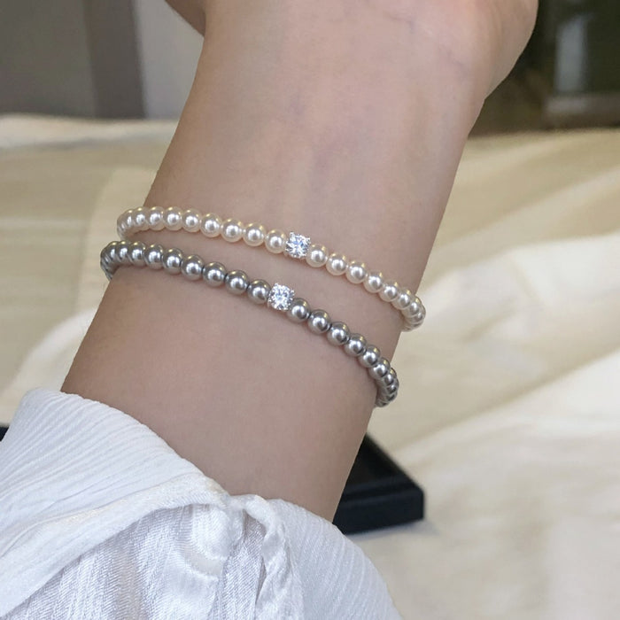 Wholesale pearl simple commuter flash bracelet easy to wear elastic bracelet female
