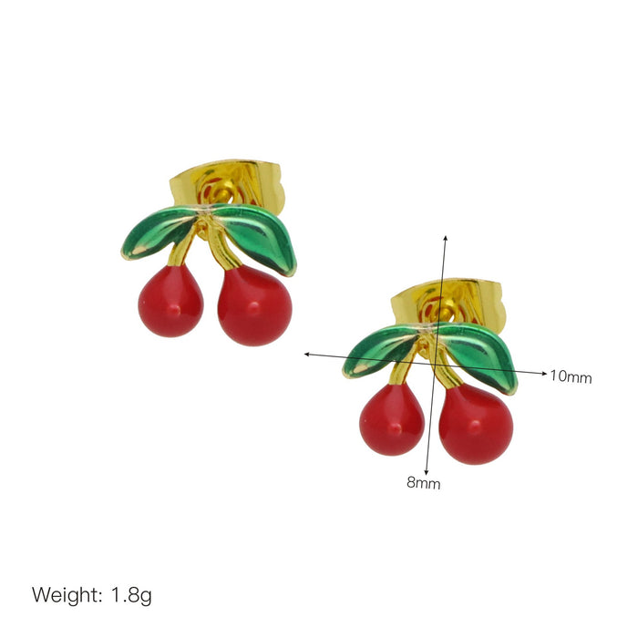 Wholesale Fruit style cherry color drop Shantou ear clip earrings female personality simple fashion earrings