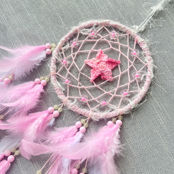 Wholesale Chic Handmade Pink Rooster Feather Dreamcatcher Home Decor MOQ≥2