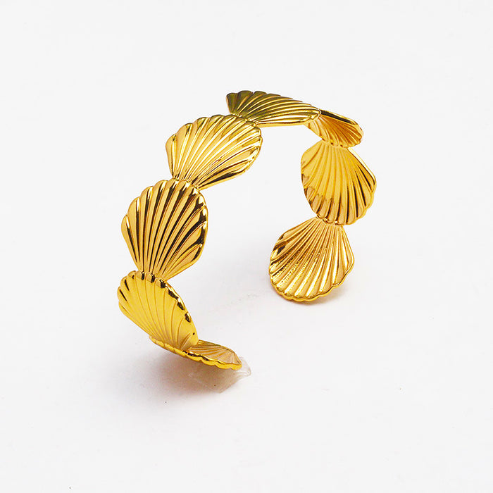 Wholesale Premium Exaggerated-Style Open Stainless Steel Bangle — Featuring Flowers Hearts and Starfish