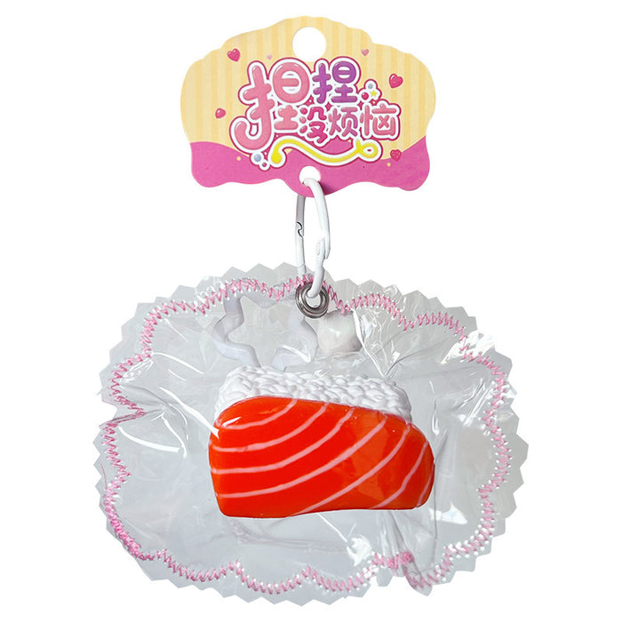 Wholesale Silicone Salmon Sushi Squishy Keychain Stress Relief Toy Cute Bag Charm Gift