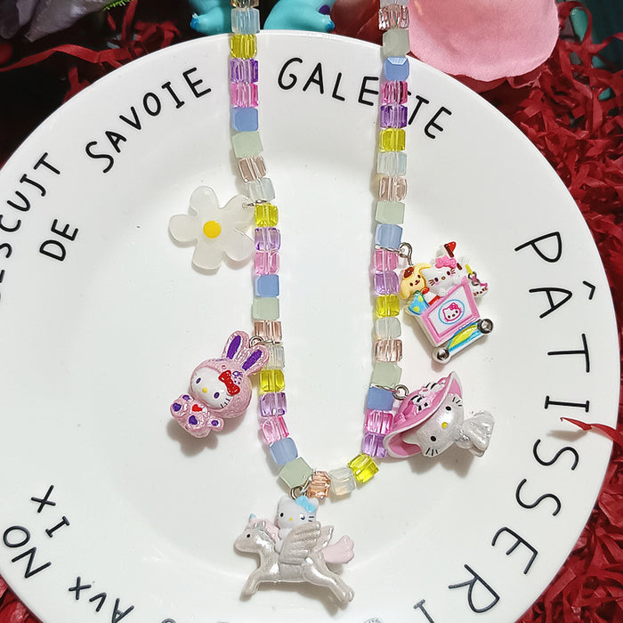 Wholesale Biling Shiny Crystal Necklace Elegant Cat Resin Cartoon Short Necklace Neck Chain for Women