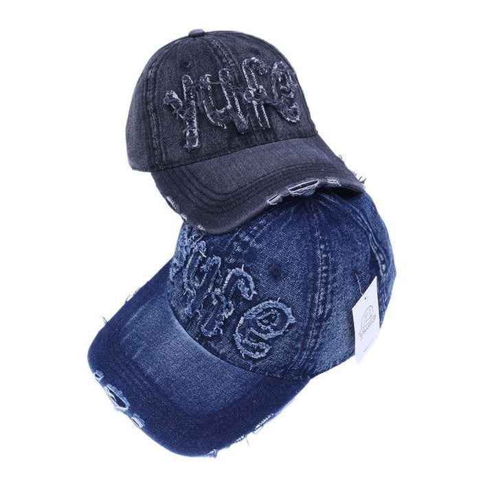 Wholesale Big Head Cowboy Baseball Hat Retro Broken Hole Sunshade Hat Duck Tongue Hat