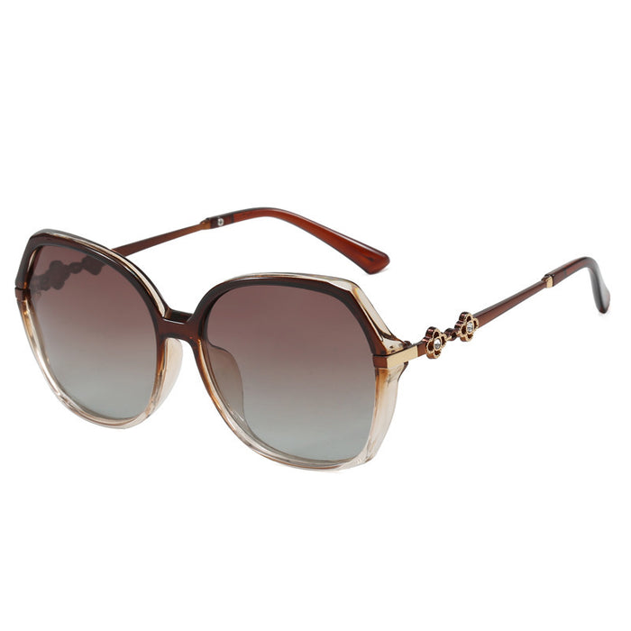 Wholesale High end polarized UV resistant elliptical frame sunglasses with diamond inlaid sunglasses