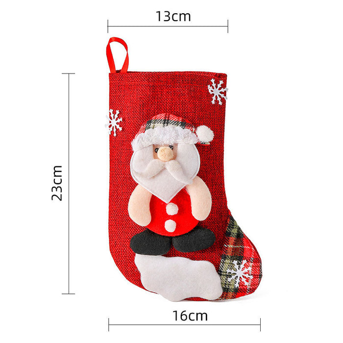 Wholesale Medium Linen Christmas Socks Christmas Decorations Christmas Gift Bags Gift Bags Christmas Hanging Socks