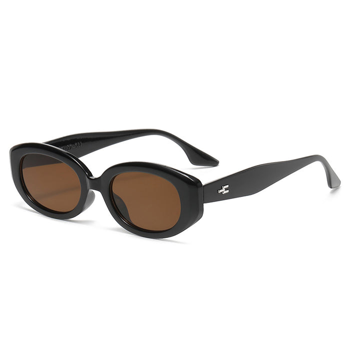 Wholesale brown sunglasses women's  small face small frame Oval  sun protection sunglasses men