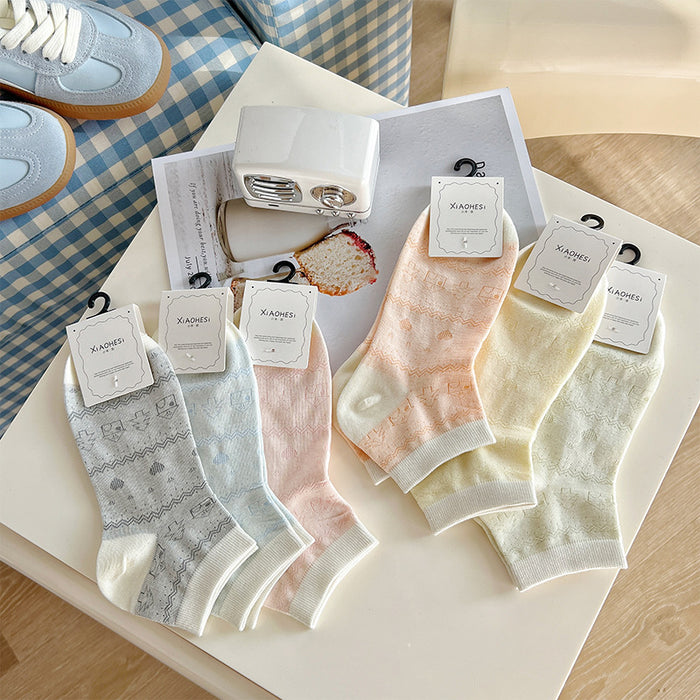 Wholesale Retro floral fashionable combed cotton short socks