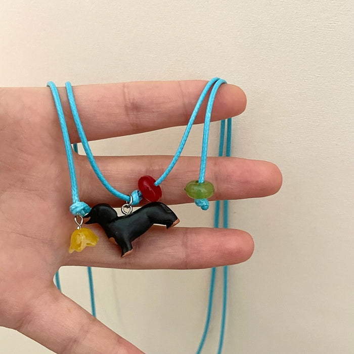 Wholesale Pendant necklace with pull-out leather rope, with a niche and versatile temperament, and a unique collarbone chain