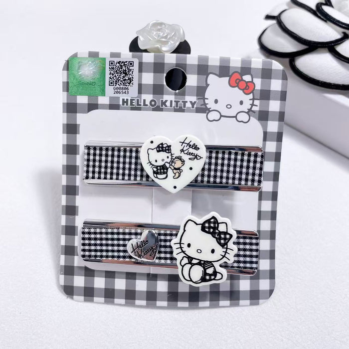 Wholesale Classic black and white checkered minimalist and cute hair clip side clip series