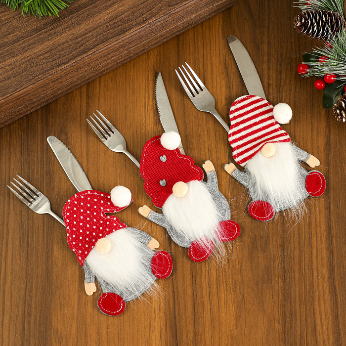 Wholesale dwarf knife and fork set for the old man without face Rudolph tableware set Christmas hotel table decoration supplies