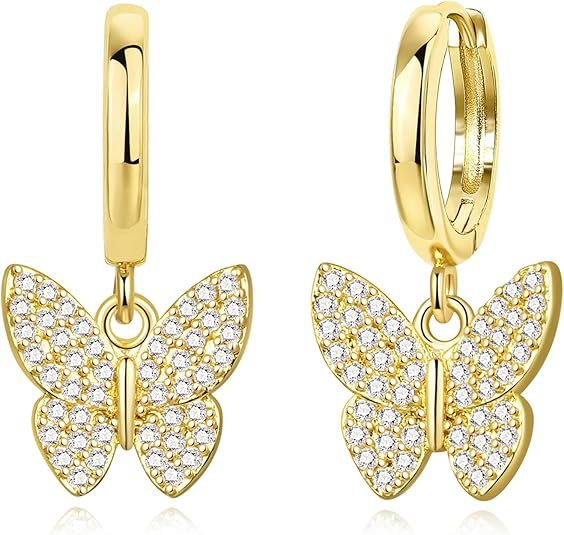 Wholesale Advanced feeling full diamond butterfly zircon jewelry necklace earrings plated with real gold, fashionable light luxury jewelry set