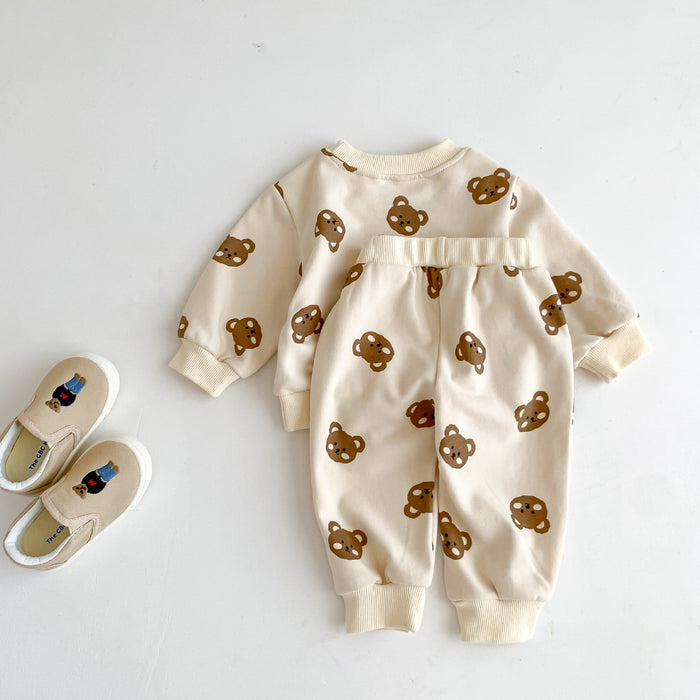 Wholesale Cotton Round Neck Bear Cartoon Sweatshirt Children's Suit JDC-CTS-WeiNiS009