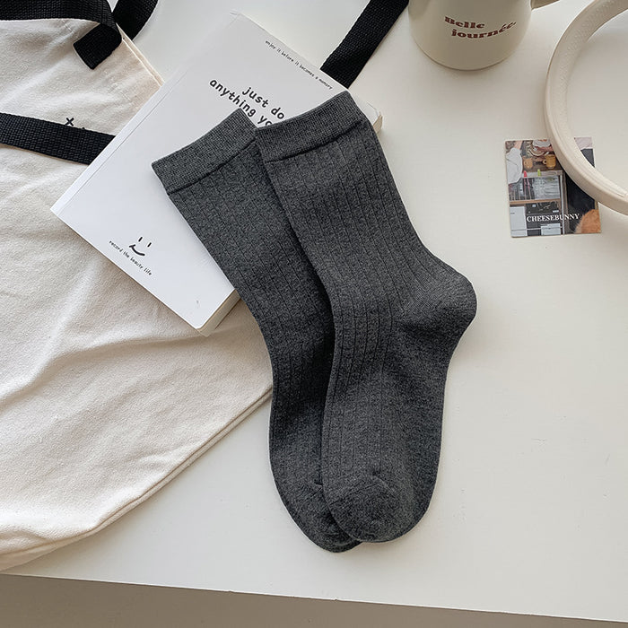 Wholesale Socks gray series mid tube cotton socks fashionable and versatile pile socks