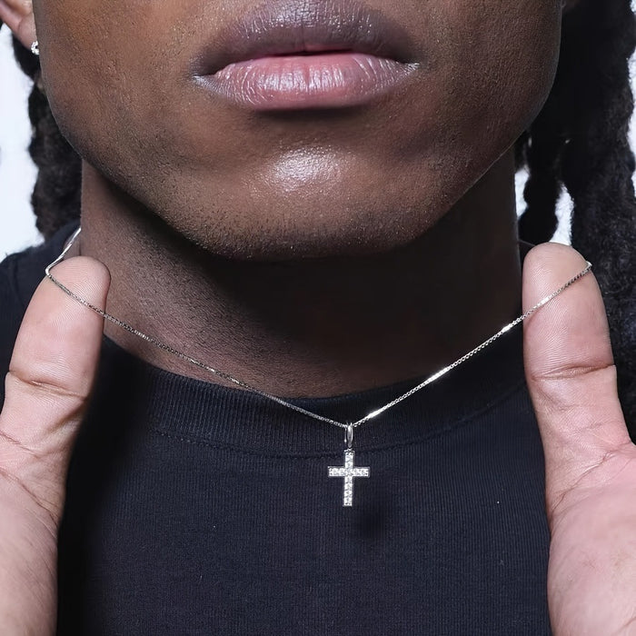 Wholesale Full diamond cross pendant necklace, collarbone chain, versatile, niche men's and women's styles