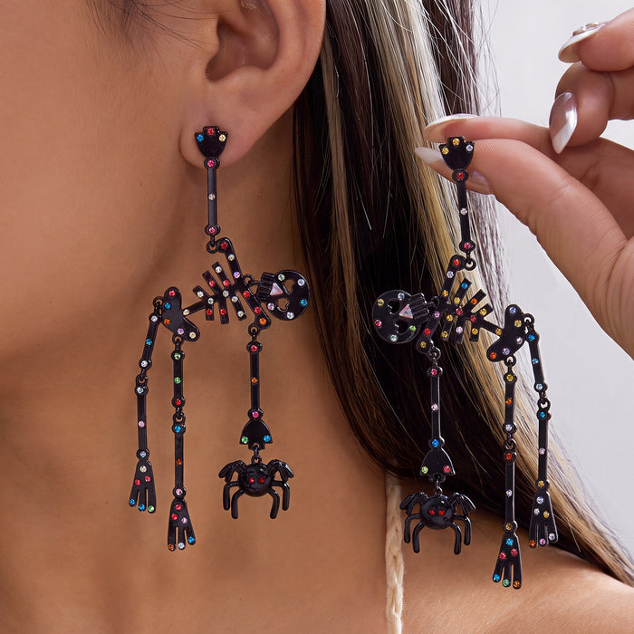 Wholesale Skeleton Skull Earrings Alloy Silver Plated Fashion Accessory