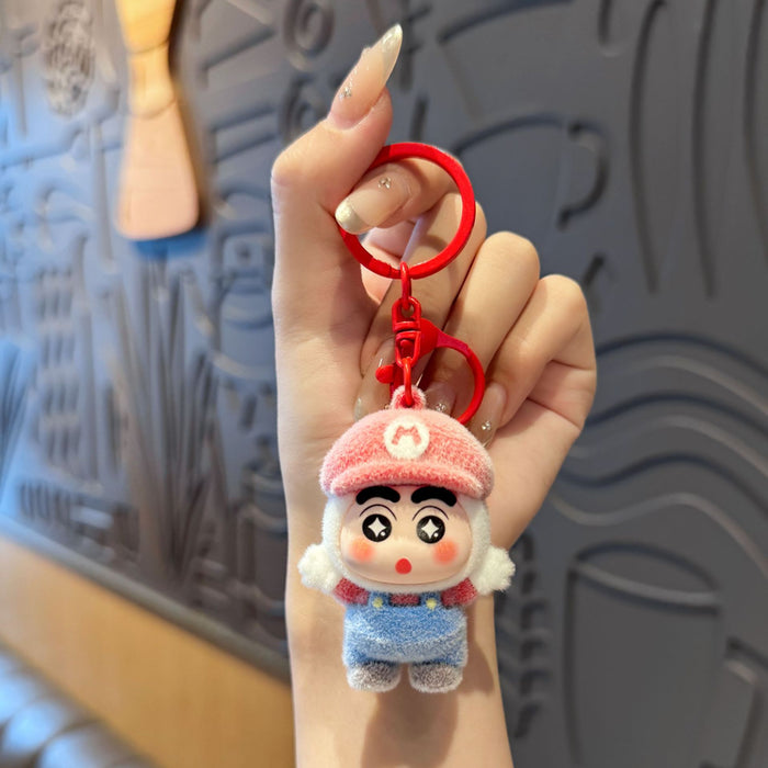 Wholesale Flocking Cartoon Keychain Cute Design Bag Charm Christmas Accessory MOQ≥3