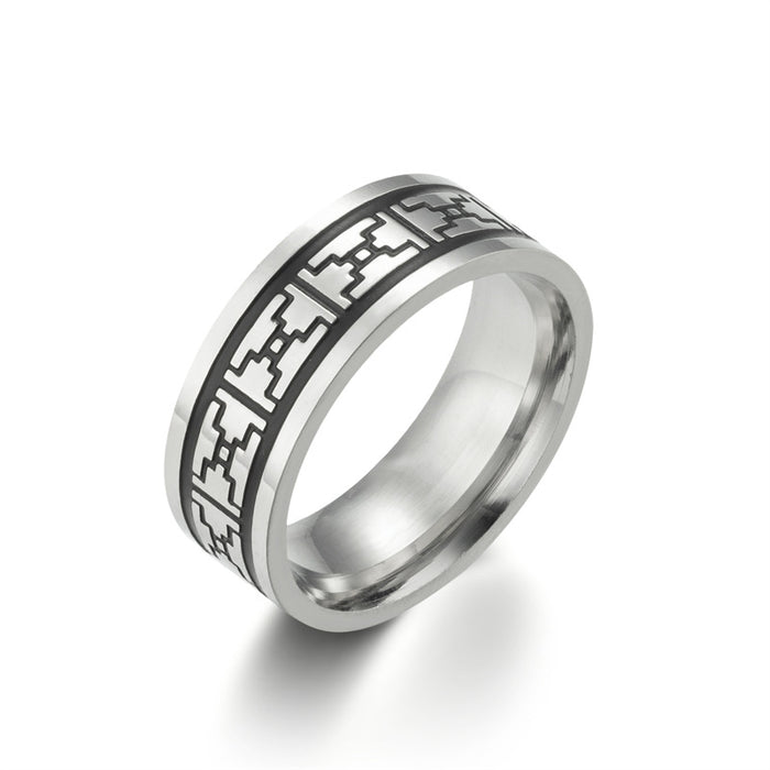 Wholesale  Corrosion Blackened Skull Titanium Steel Ring Retro Simple  Stainless Steel Ring