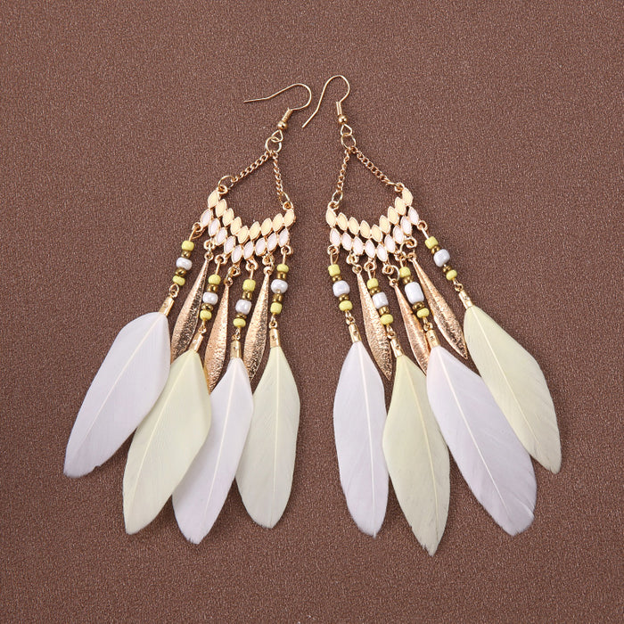 Wholesale Alloy Bohemian Feather Earrings JDC-ES-Gumi010