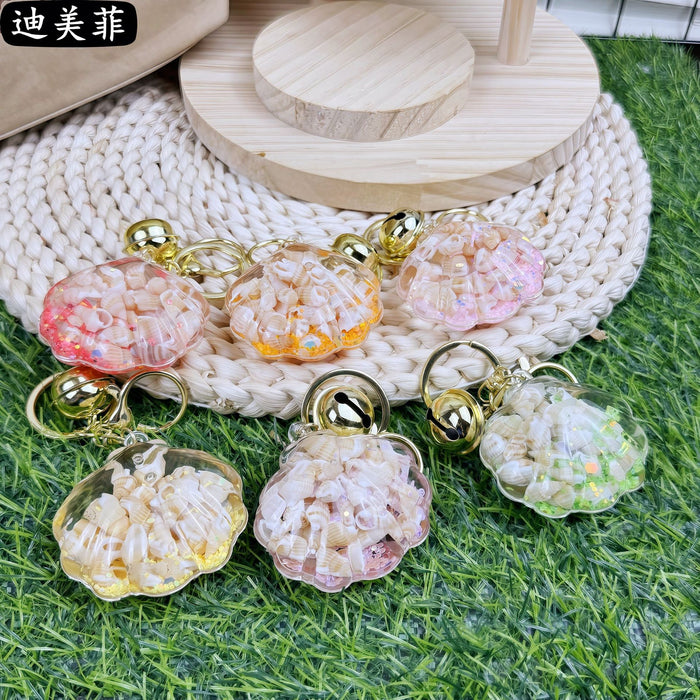 Wholesale Creative Acrylic Oil Shell Conch Exquisite Car Keychain Cute Pink Bag Quicksand Small Pendant Gift