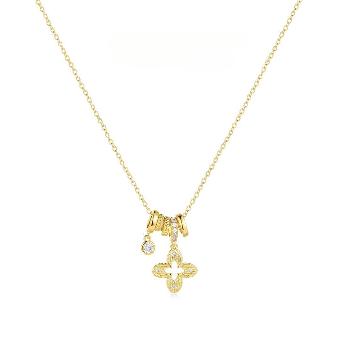 Wholesale Delicate versatile openwork four-leaf clover necklace