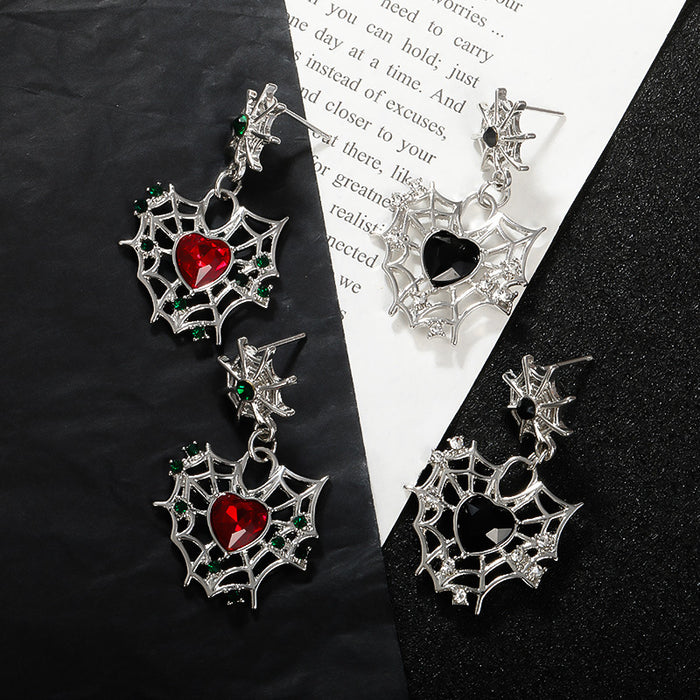 Wholesale Halloween Love Spider Web Alloy Earrings JDC-ES-Rulong005