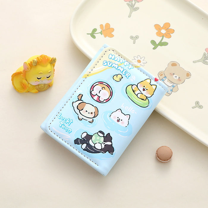 Wholesale Big Ear Dog Cute Cartoon Small Wallet Cute Large Capacity Three-fold Internet Popular Short Wallet MOQ≥2